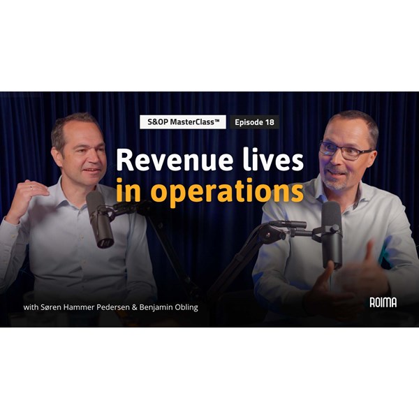 Podcast hosts speaking into microphones during S&OP MasterClass Episode 18, Roima.